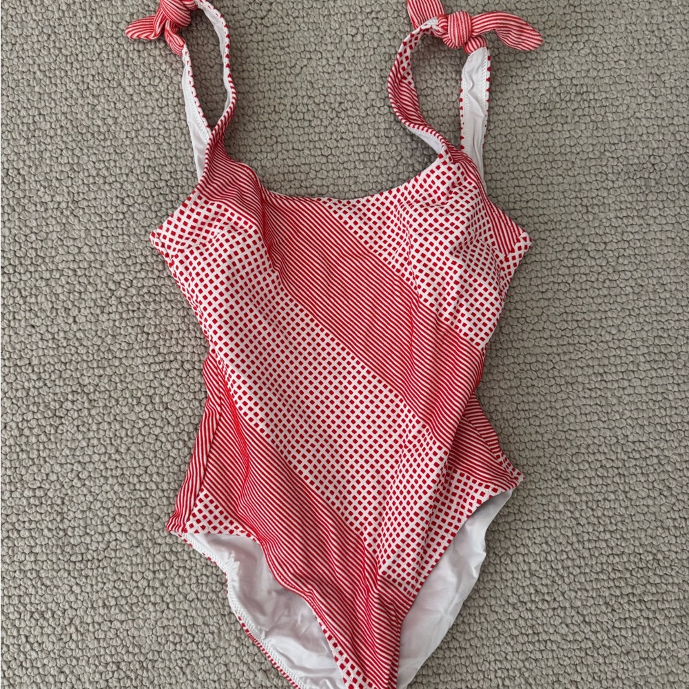Lem Lem Red and White Striped One-Piece Swimsuit